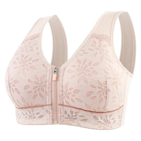 Fsqjgq Sports Bras for Women Underwear Strapless Bra Floral Lace Nursing Bras Black Sports Bra Comfort Sports Bra Jacquard Zipper Wireless Breathable Yoga Bra Sleep Bra Seamless Sports Bras Bralette