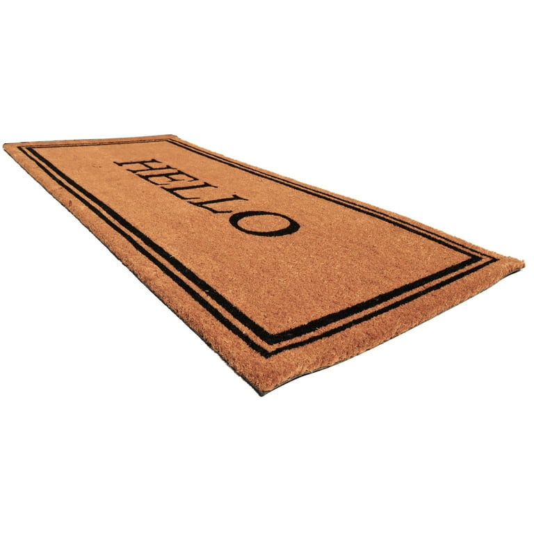 Mainstays 20x46 Coir Hello Doormat, Outdoor Rug with Textured