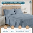 thumbnail image 2 of Casa Platino 600 TC 100% Cotton Twin XL Bed Sheet Set - Fully Elasticized, Soft & Comfortable Cotton Sheets, Perfect for Dorm Rooms - French Blue, 2 of 7