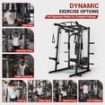 thumbnail image 4 of Smith Machine Squat Rack 2000LBS - Multi-Functional Power Cage with Cable Crossover System & Lat Pulldown for Home Gym, 8-Weight Storage (No Plates Included), 4 of 7