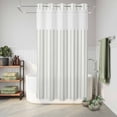 thumbnail image 5 of No Hook Shower Curtain with Built-in Rings - Sage Green Vintage Striped Washable Waterproof Fabric Bathroom Curtains for Hotel,Rentals, Stall 36 X 72 Inch , Abstract Modern Geometric Art, 5 of 8