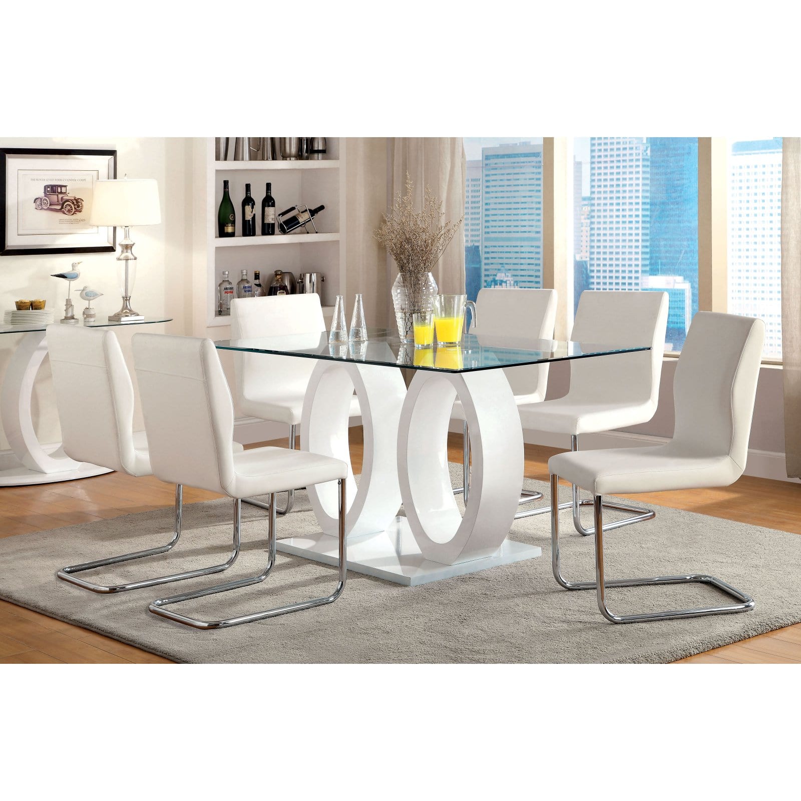 Furniture of America Damore Contemporary High Gloss Dining Table - image 1 of 9
