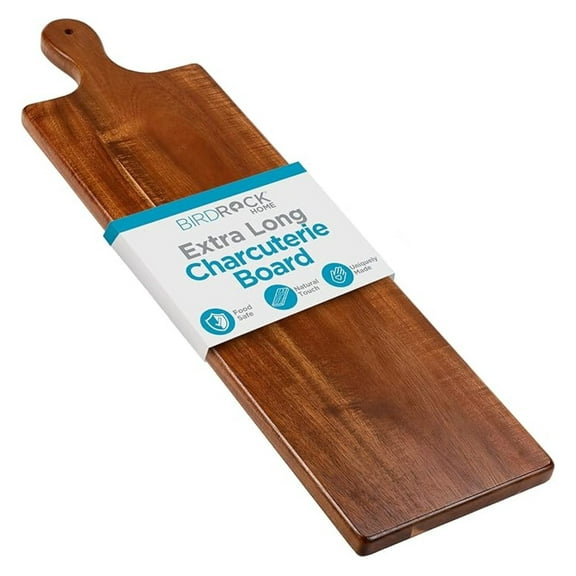 Wooden Serving Board with Handle - Extra Long Charcuterie Tray for Party Cheese, Meat, Fruit & Bread Display - Decorative Food Platter for Kitchen - Natural Wood - Espresso, 31.5”