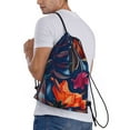 thumbnail image 3 of Kdxio Tropical Flower Print Drawstring Backpack Bag,Waterproof Draw String Back Sack, Gym Drawstring Bags Swim Bag For Unisex, 3 of 9