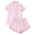 thumbnail image 5 of RMGVDSD Womens Pajamas Set Cute Bow Pajamas Sets For Women 2 Piece Casual Short Sleeve Button Down Top And Shorts Comfortable Sleepwear Loungewear Outfit L, 5 of 8