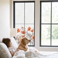 thumbnail image 3 of Orange Spring Floral Window Privacy Film, Watercolor Summer Botanical Static Cling UV Sun Blocking Tint Film Heat Control Windows Films for Bedroom Bathroom, Window Stickers 23.6"x59", 3 of 8