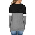 thumbnail image 4 of Womens Long Sleeve Hoodie Sweatshirt Contrast Hooded Drawstring Color Block Top, 4 of 4