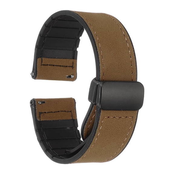 Uxcell Magnetic Watch Band, 22mm Microfiber Leather Matte Quick Release Sport Watch Band Replacement Straps with Magnet Buckle for Men Women, Dark Brown