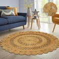 thumbnail image 2 of Natural Jute Circle Rug, Reversible Rustic Farmhouse Boho Area Mat, Natural_C, 2 FT, 2 of 5