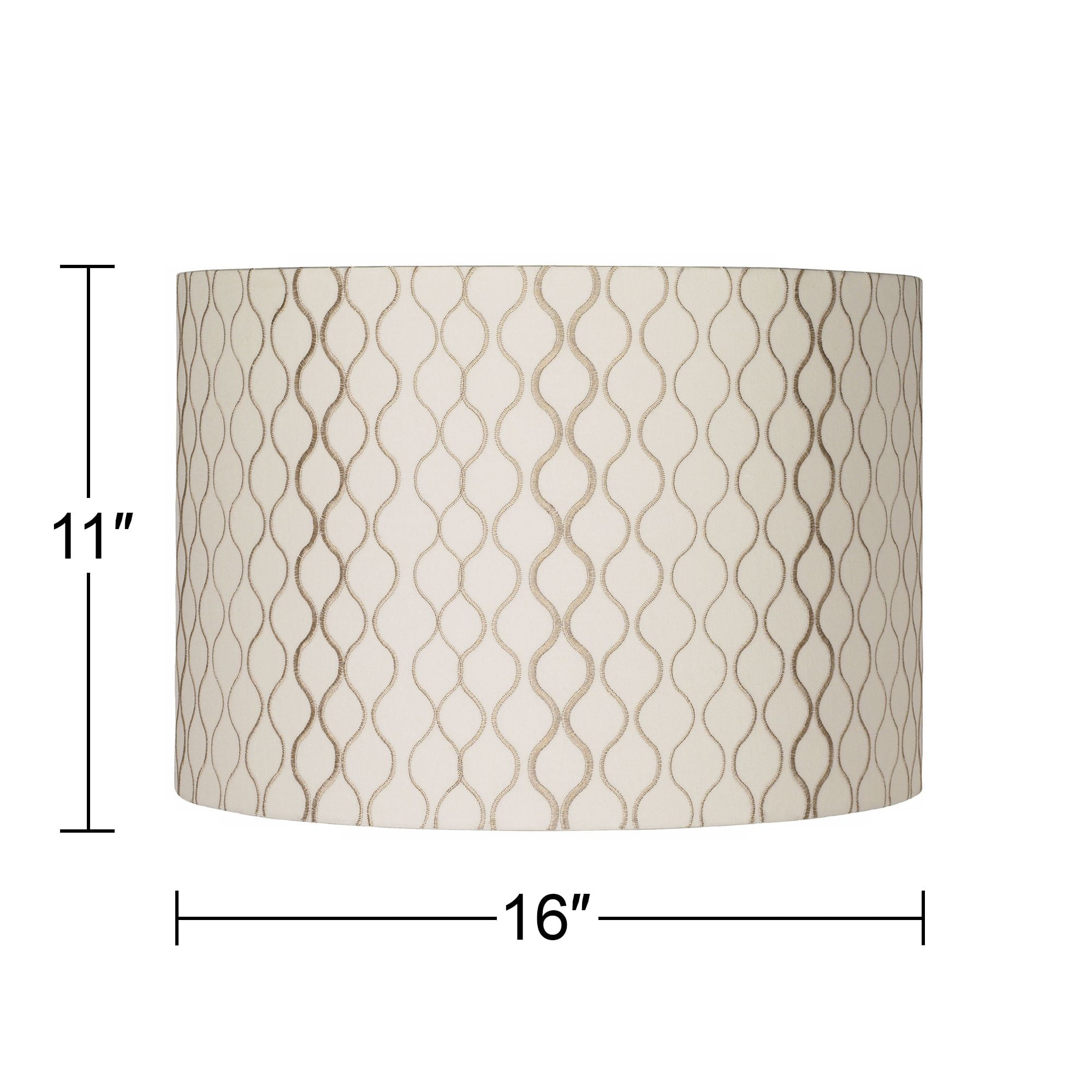 Springcrest Embroidered Hourglass Medium Lamp Shade 16" Top x 16" Bottom x 11" High (Spider) Replacement with Harp and Finial