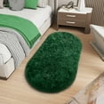 thumbnail image 3 of ZENELESS Oval Fluffy Rugs for Bedroom, Modern Plush Shaggy Carpet for Kids Bedside Girls/Boys and Kids Baby Room Home Decor, 2.6 x 5.3ft Dark Green, 3 of 8