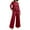 Red, variant on Summer New Women's Long Sleeve Pleated Wide Leg Nine Part Pants Casual Suit Set Pant Suits for Women Dressy Wedding Guest 1940s Jumpsuit plus Size Pant Suits for Women Wedding Guest Snow Bib Womens 3x