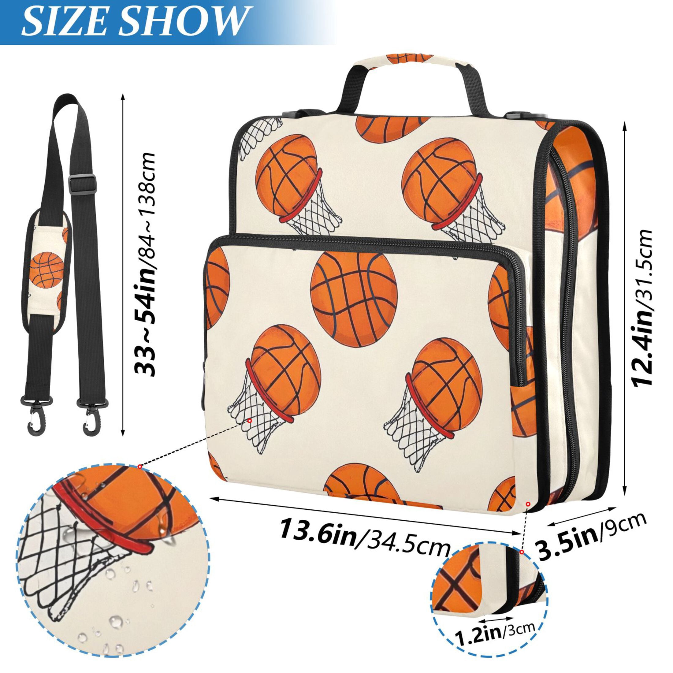 ALAZA Zipper Binder Basketball 3 Ring Trapper Keeper File Folder Organizer Bag
