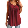 thumbnail image 2 of Womens Summer Sleeveless V Neck Solid Color Casual Swing Shirts Flowy Tank Tops Blouses with Buttons, 2 of 5