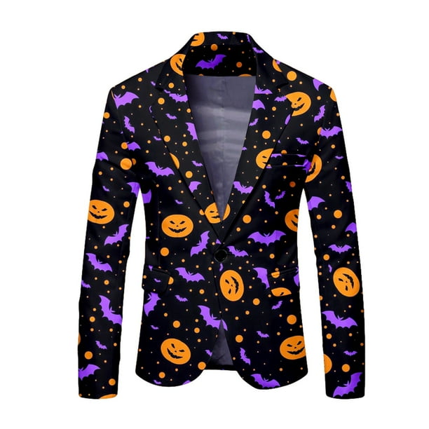 VBARHMQRT Fall Jackets Men's Fashion Print Suit Jacket