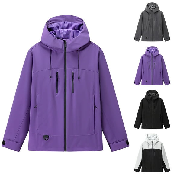 jtjvou Womens Lightweight Softshell Jacket Waterproof Hooded Windbreaker for Hiking Outdoor Sportswear Mountaineering Suit Purple S