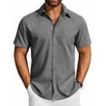 thumbnail image 7 of COOFANDY Mens Short Sleeve Button Down Shirts Summer Family Beach Outfits, 7 of 7
