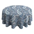 thumbnail image 4 of Blue Pioneer Flower and Paisley Pattern (3) Round Tablecloth 60"x60",Wrinkle Wipeable Table Cloth for Kitchen Dining Room Picnic Patio Party, 4 of 6