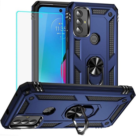 for Moto G Play 2023 Case, Moto G Play 2023 Phone Case with HD Screen Protector, Military Grade Protective Cases with Ring for Moto G Play 2023 (Blue)