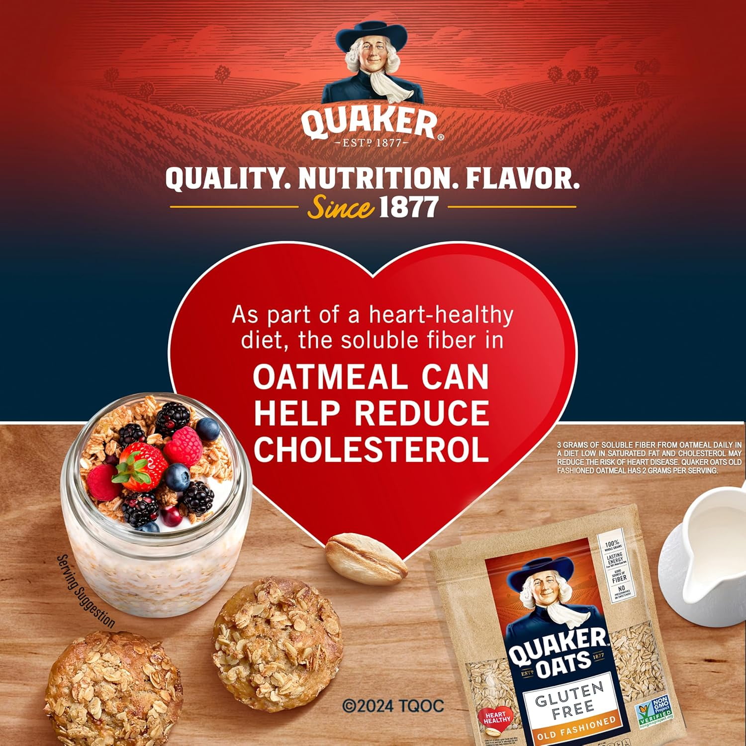 Quaker Old Fashioned Oatmeal, Gluten Free, 4 - 1.5lb Bags