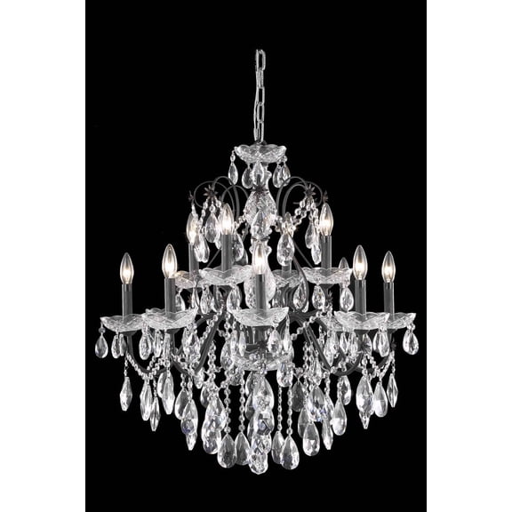 2016 St. Francis Collection Chandelier D:28in H:28in Lt:12 Dark Bronze Finish (Royal Cut Crystals)