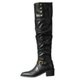 thumbnail image 2 of Viluyesy Womens Flodover Boots, Faux PU Leather Ponint Toe Chunky Heels Over-Knee Slouch Tall Boots Black US9, 2 of 9