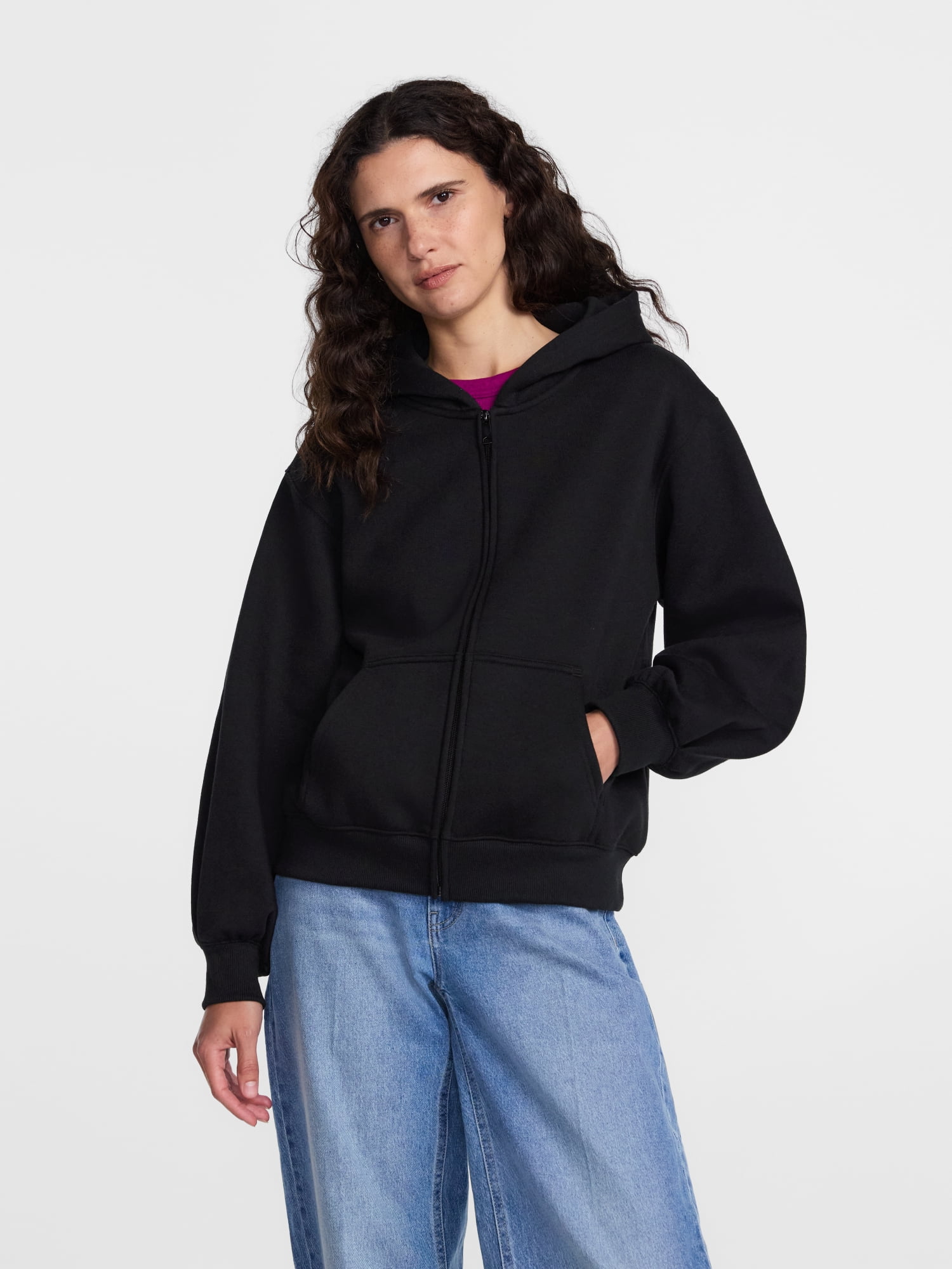 Scenario Women's and Women's Plus Zip Front Fleece Hoodie Jacket, Sizes XS-4X