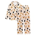 thumbnail image 5 of Halloween Pajamas Women 2 Pcs Silk Satin Soft Sleepwear Outfits Bat Skeleton Printed Button Down Long Sleeve Shirts and Pajama Pants Lounge Sets Womens Sleepwear, 5 of 5
