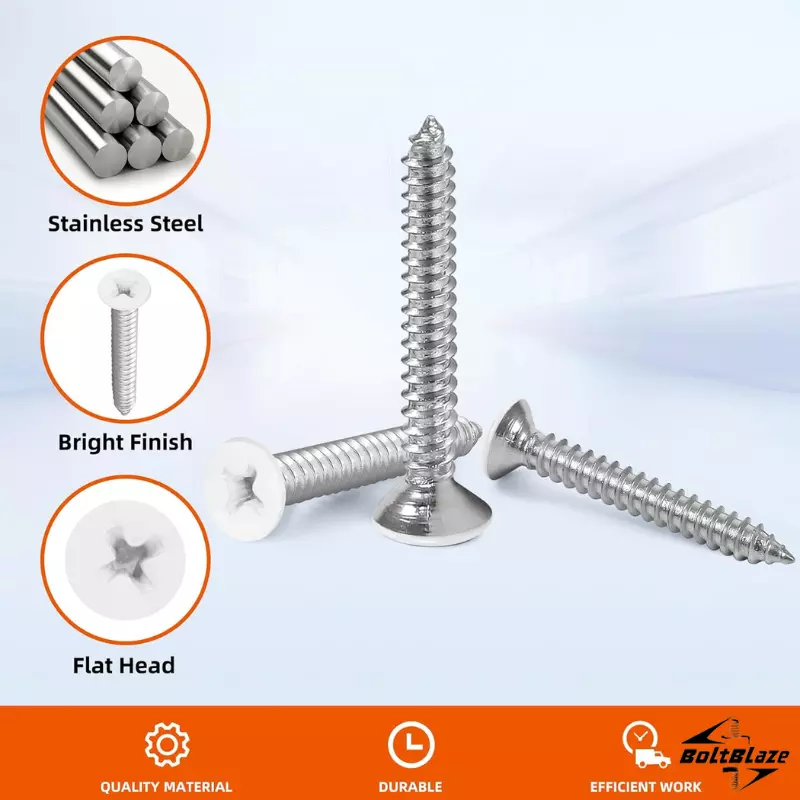 CIRCLE- 160-Piece Assorted Wood Screws – Self-Tapping, Flat Head, 304 Stainless Steel