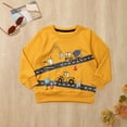 thumbnail image 3 of SonxaHe Little Boy's Sweatshirt Car Print Long Sleeve Truck Shirt Loose Sport Cozy Winter Sweatshirt Yellow,Sized 6-7, 3 of 3