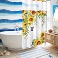 thumbnail image 5 of No Hook Shower Curtain, Spring Sunflowers Shower Curtains for Bathroom with See Through Top Window, Birds Watercolor Botanical Garden Floral Waterproof & Washable Bath Curtain Narrow 54"x78", 5 of 9