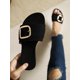 thumbnail image 1 of Women Apricot Buckle Detail Flat Slide Sandals, Fashionable Open Toe Mules For Daily, 1 of 4