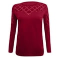 thumbnail image 4 of GaThRRgYP Tops for Women Trendy,Womens Shirts under $5,Plus Size Womens Casual Tops Long Sleeve Cut Hollow Out Blouse T-Shirt Red XL, 4 of 4