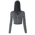 thumbnail image 5 of Tiqkatyck Crop Tops for Women, Long Sleeve Slim Fit Women's Flared Sleeve Tops Long Sleeve Hooded Shirts Crew Neck Crop Tops, Summer Tops for Women, Shirts for Women Grey M, 5 of 8