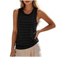 thumbnail image 2 of Karymi Tops for Women Trendy Horizontal Striped Crew Neck Wide Strap Tank Top, Shift Casual Sleeveless Camisole, Everyday Wear Tee Summer Tops, 2 of 8