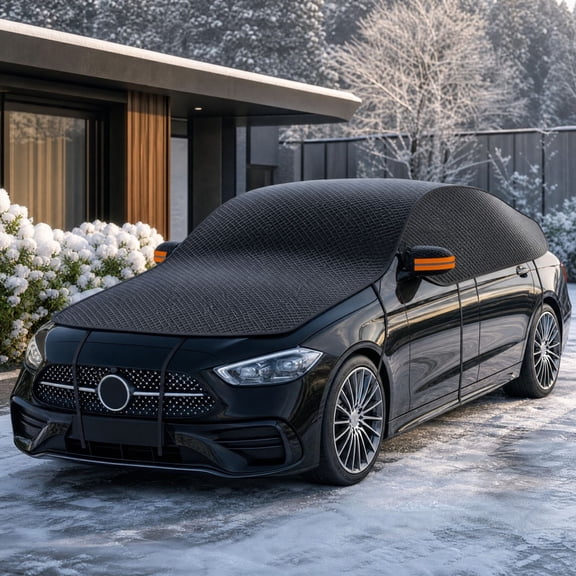 Eolstice Winter Car Magnetic Snow Cover, Waterproof Thickened Half Car Cover For Windshield, Ice Snow Protector For Vehicle Outdoor Parking