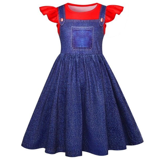 BCBL Niños Princesa Melocotón Vestido De Disfraces Para Niñas Halloween Super Mario Cosplay Fiesta 2 10 Años
