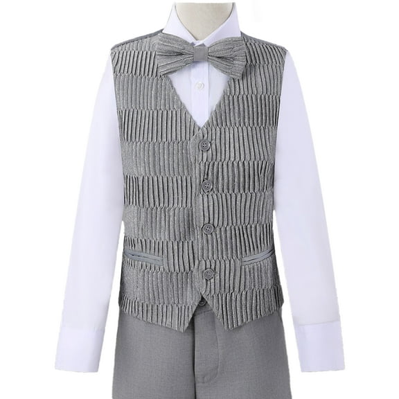 Kids World Boys' 4-Piece Vest Suit Color: silver Size: 5