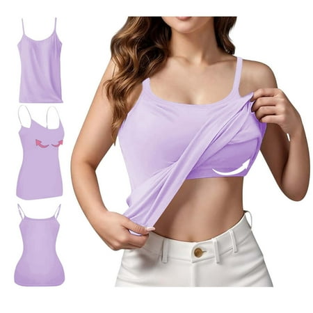 Purple Women s Tanks  Women S Summer Tops 2024 Tank Top Yoga Gym Sleeveless Camisole Sexy Plus Size Underwear With Chest Pad S 6Xl Women s Tanks & Camis XXL