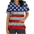 thumbnail image 3 of Gamivast Scrubs for Women Patriotic Print V-Neck Short Sleeve Nursing Scrubs with Pockets Soft Stretch Easy Care Scrub Modern Fit Medical Workwear, 3 of 5