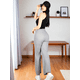 thumbnail image 3 of Pants Mujer Anchos Wide Legs Unicolor Acanalado Confort y Estilo, 3 of 5