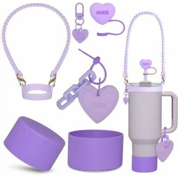 Purple Cup Accessories Set For Stanley Cup 40 30Oz Tumbler With Handle Silicone
