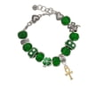 thumbnail image 2 of Delight Jewelry Goldtone Small Ankh - Green Irish Luck Bead Charm Bracelet, 7.5", 2 of 4