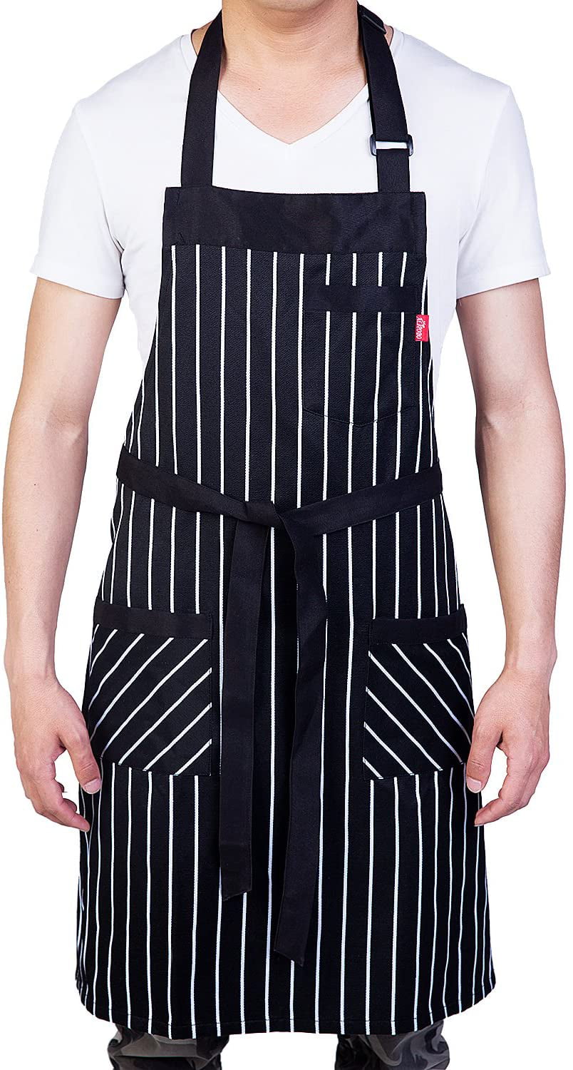 Kitchen Chef Aprons with 3 Pockets and 40" Long Ties,Adjustable Bib 32" x 28" 