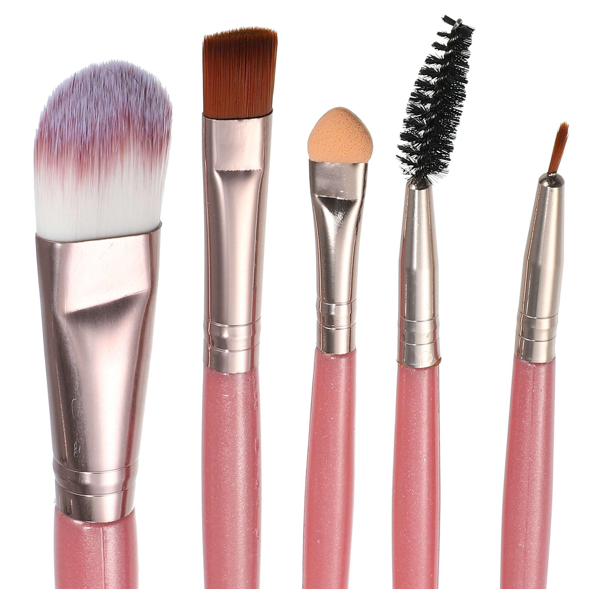 Unique Bargains 1 Set Travel Makeup Brush Set for Concealer Blush Pink