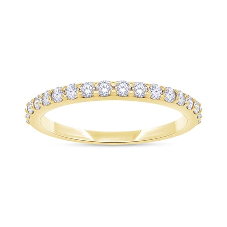 AFFY Half Eternity Wedding Band Ring for Women 0.35 Carat (ctw) Round Cut Lab Grown Diamond Ring in 14K Yellow Gold Plated 925 Sterling Silver FGH SI Quality Size-10