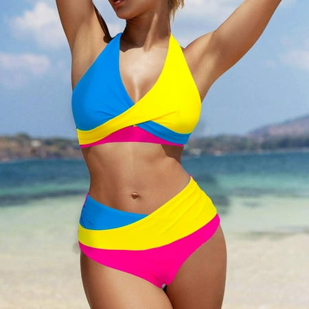 YEAHITCH Bikini Swimwear New Swimwear Swimwear Sale Bikinis High WaistHot Pink M