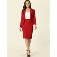 thumbnail image 3 of DARING DIVA Women's 2 Pcs Long Sleeve Blazer Pencil Skirt Outfit Set L Red, 3 of 6