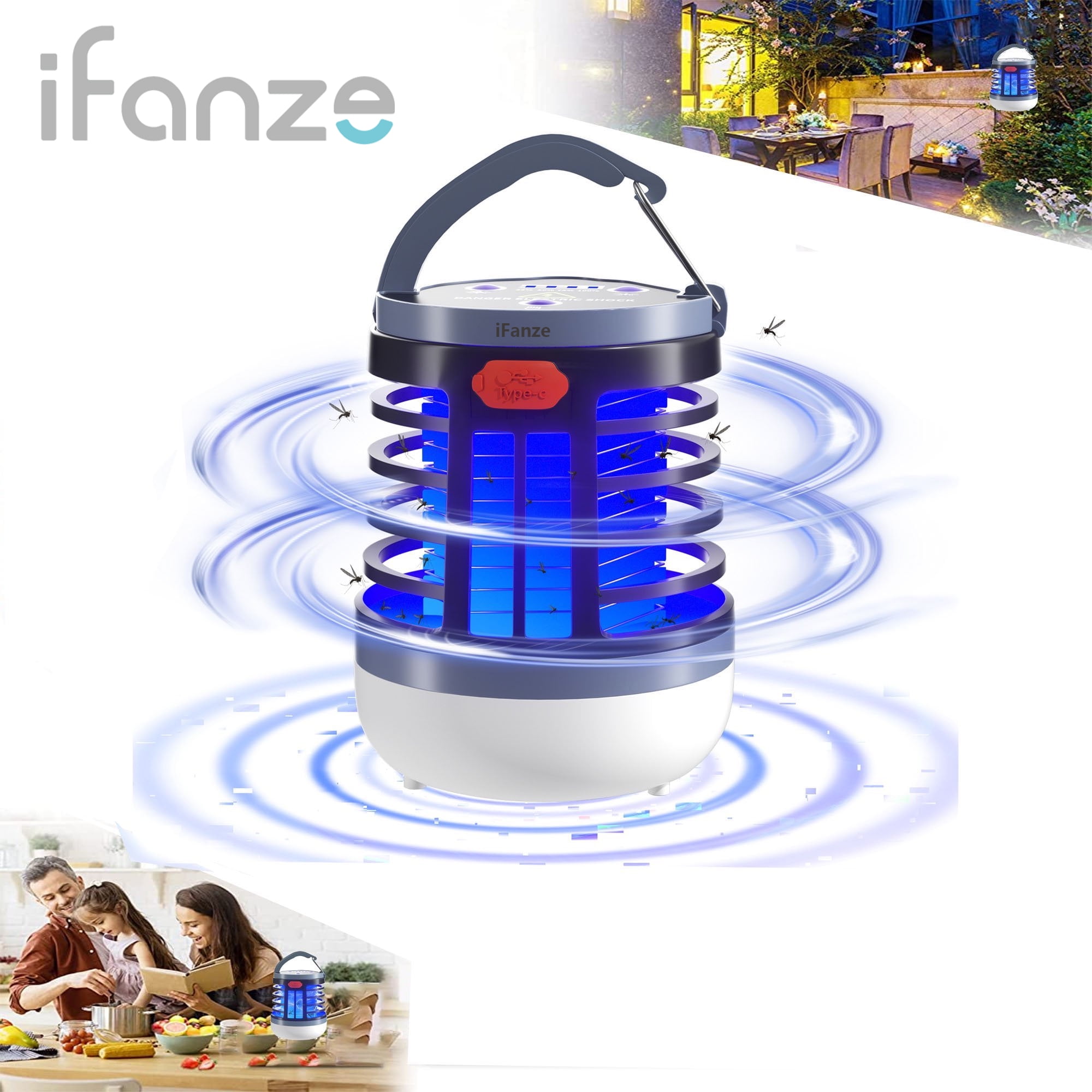 iFanze Mini Bug Zapper Outdoor, Electric Mosquito Repellent 2000 Volt