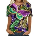 thumbnail image 2 of Fankiway Mode Féminine Carnaval Imprimé Col Rond Manches Courtes T-Shirt Décontracté Haut Manches Courtes Hauts Liquidation Chemises Femmes Manches Courtes, 2 of 3